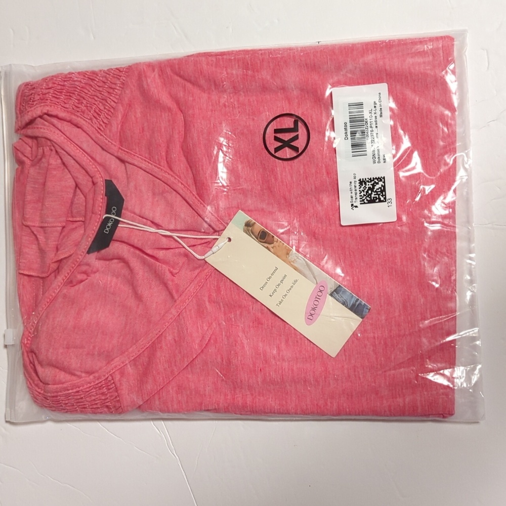 NEW Coral Pink Women's Casual Ruffle Short Sleeve Top sz XL - Picture 6 of 7
